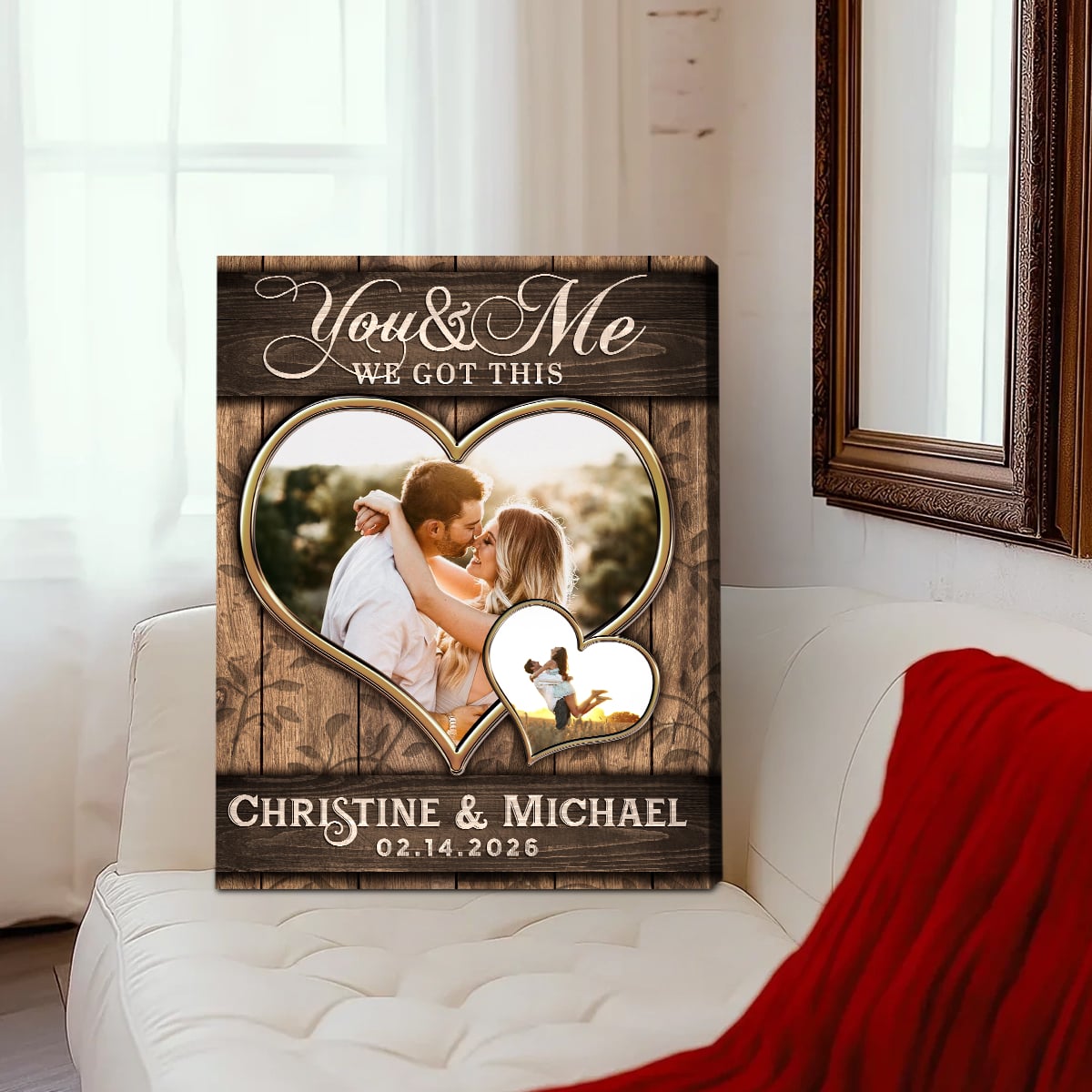 You And Me We Got This Personalized Heart Photo Couple Canvas
