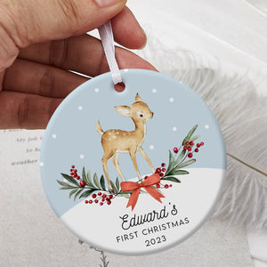 Baby Deer's First Christmas - Personalized Ornament - Christmas Gift