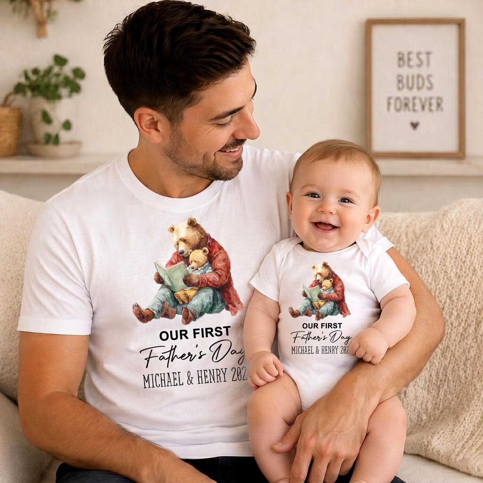 Our First Father's Day Together - Personalized Matching T-Shirt and Onesie