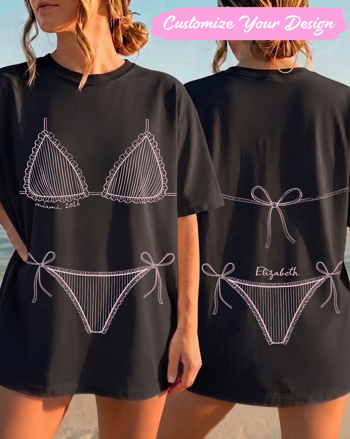 Bikini Bachelorette Shirt - Coastal Bachelorette Party Shirts Bikinis and Martinis Bridesmaid Gift