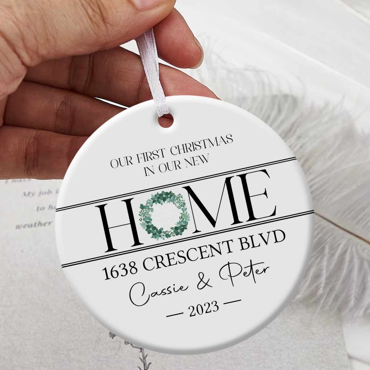 New Home Christmas Wreath - Personalized Ornament - Christmas Gift
