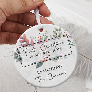 Flower First Christmas New Home - Personalized Ornament - Christmas Gift