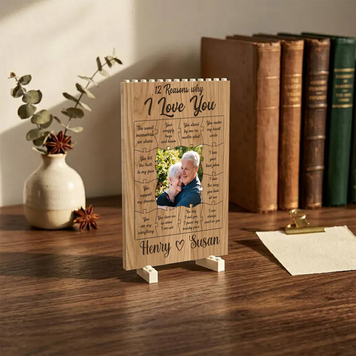 12 Reasons Why I Love You - Personalized Upload Photo Building Block Puzzle For Couple Anniversary
