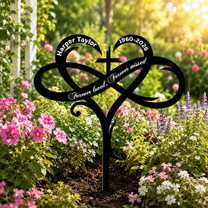 Infinity Heart Memorial Metal Garden Stake - Personalized Memorial Gifts