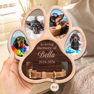 Custom Photo Paw Shape In Loving Memory - Memorial Wooden Frame For Dog Lover, Cat Mom, Pet Loss
