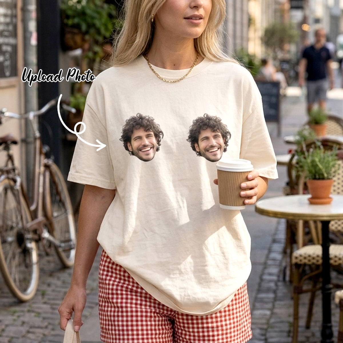 Funny Custom Face Chest Print T-Shirt