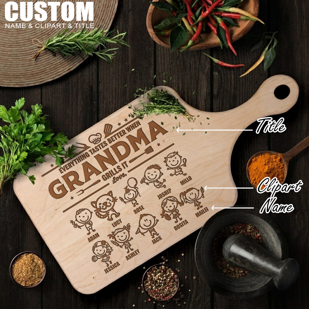 Father's Day Gifts, Everything Tastes Better When Grandpa, Dad Grills It - Father's Day Gift - Personalized Cutting Board