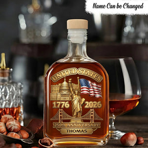 America 250th Anniversary Gifts For Women, Men - Honor The Brave Spirit - Personalized Whiskey Bottle
