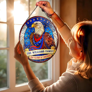 Personalized American Eagle Glass Suncatcher 250th Anniversary