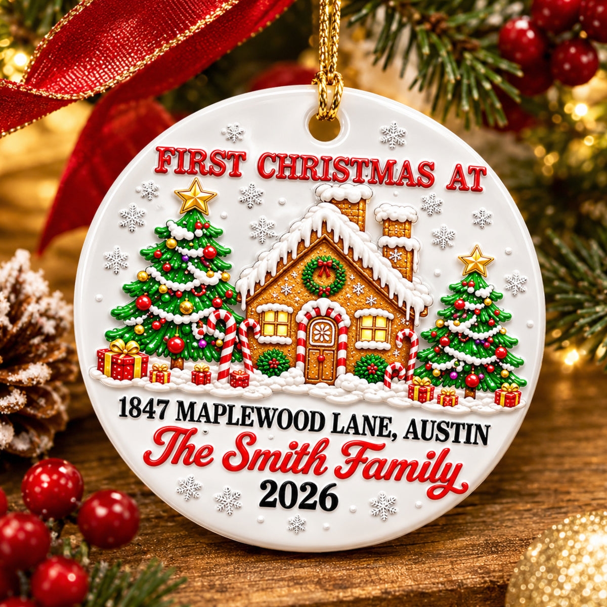 First Christmas At Our New Home - Real 3D Raised Ornament