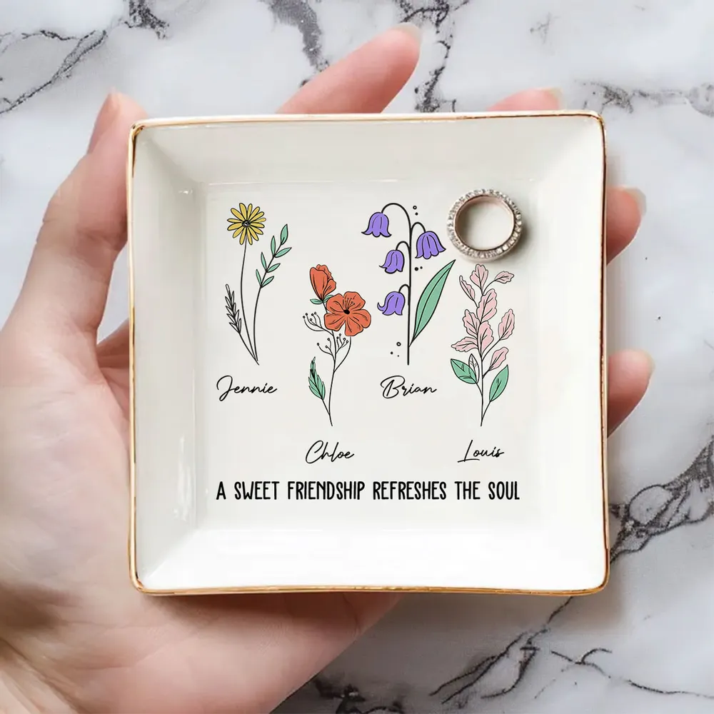 Sweet Friendship - Personalized Jewelry Dish - Gift For Bestie, Sisters, Friends