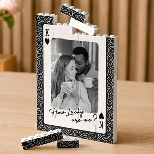 Custom Photo Couples How Lucky Are We - Personalized Vertical Rectangle Building Brick Blocks
