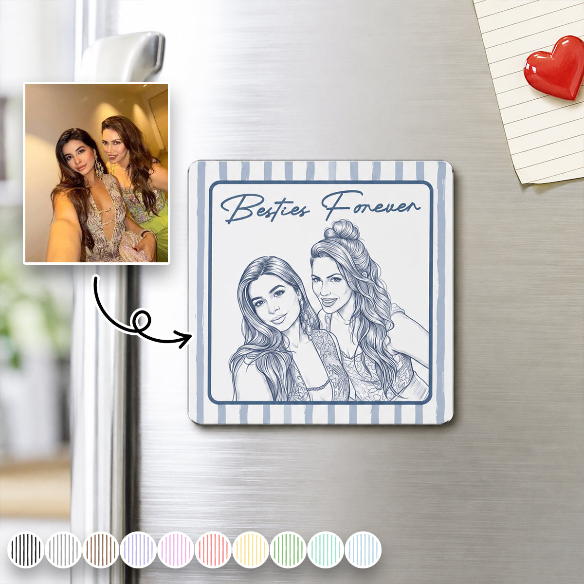 Turn Your Photo Into Art - Friendship Thank You Gift For Besties, Sisters - Personalized Magnet
