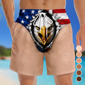 American Eagle Patriotic Men's Swim Trunks - Funny Beach Shorts