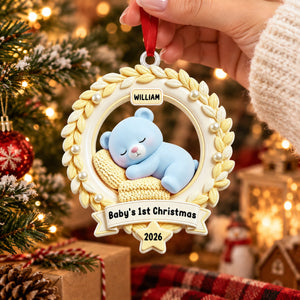 Baby’s First Christmas Teddy Wreath Ornament - Real 3D Raised Ornament