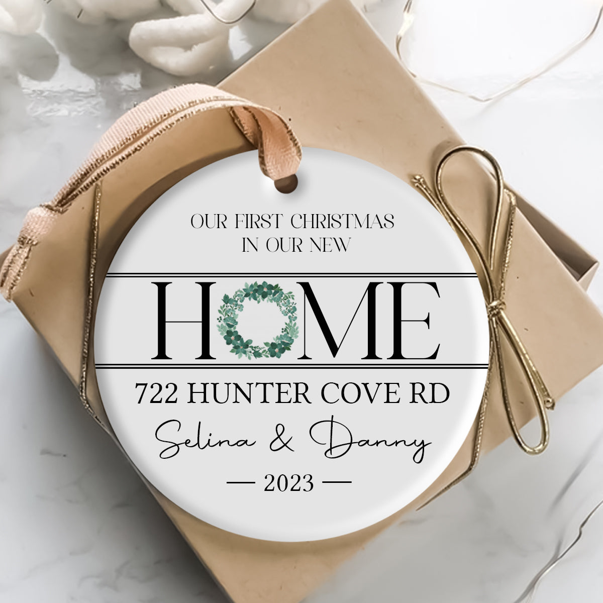 New Home Christmas Wreath - Personalized Ornament - Christmas Gift