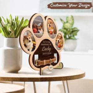 Custom Photo Paw Shape In Loving Memory - Memorial Wooden Frame For Dog Lover, Cat Mom, Pet Loss