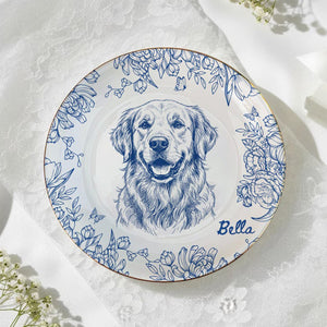 Custom Pet Jewelry Dish, Pet Memorial Jewelry Dish, Custom Dog Cat Portrait Ring Dish, Toile De Jouy Pet Ring Dish, Gift For Pet Owner