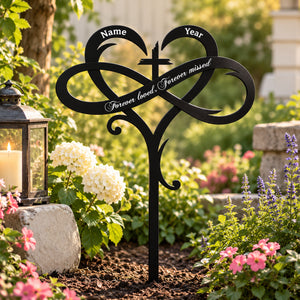 Infinity Heart Memorial Metal Garden Stake - Personalized Memorial Gifts