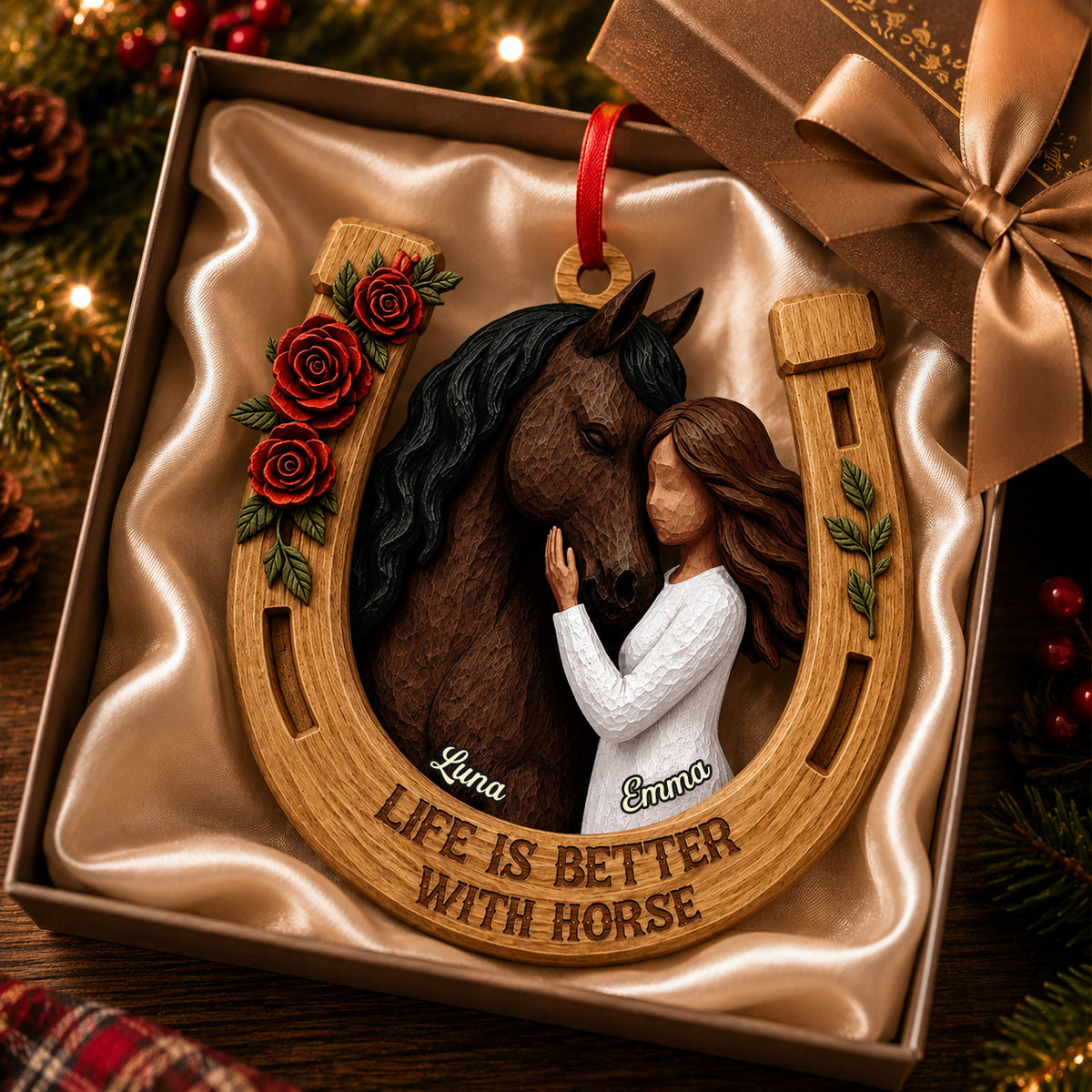 Just A Girl Who Loves Her Horses 3D Ornament - Personalized Gifts for Horse Lovers