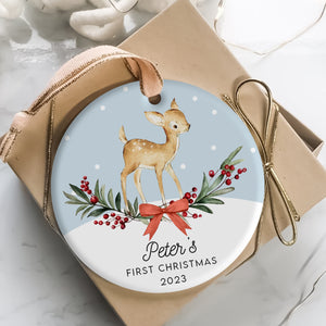 Baby Deer's First Christmas - Personalized Ornament - Christmas Gift