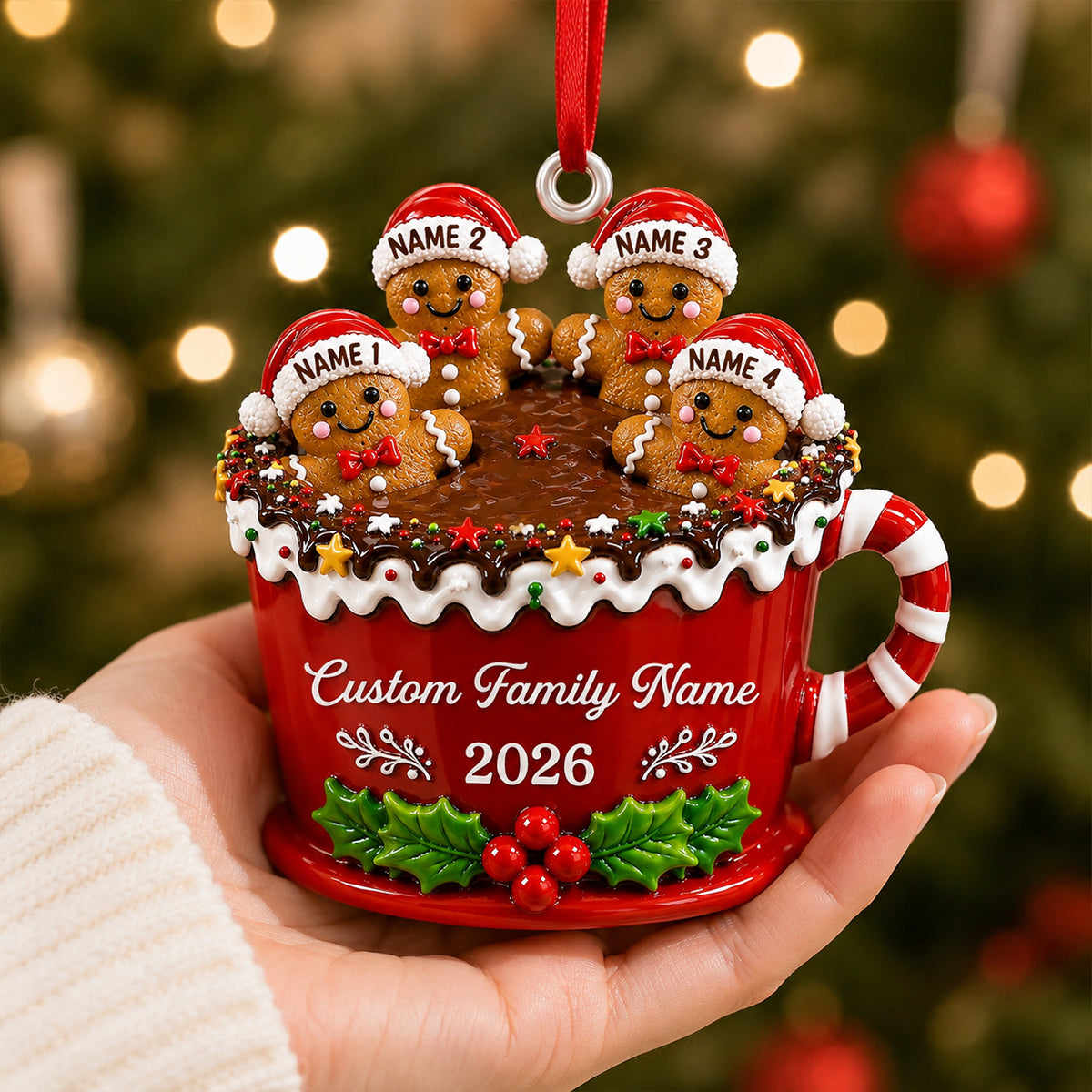 Our Sweet Little Family - Real 3D Raised Ornament - Personalized Christmas Birthday Gifts For Family