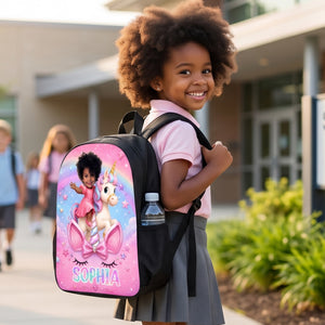 Girls Riding Unicorn - Personalized Backpack - Back to School Gift for Daughters, Granddaughters
