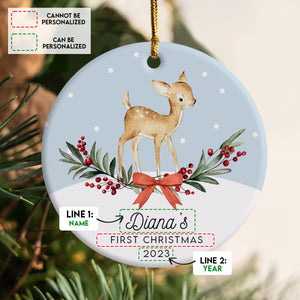 Baby Deer's First Christmas - Personalized Ornament - Christmas Gift