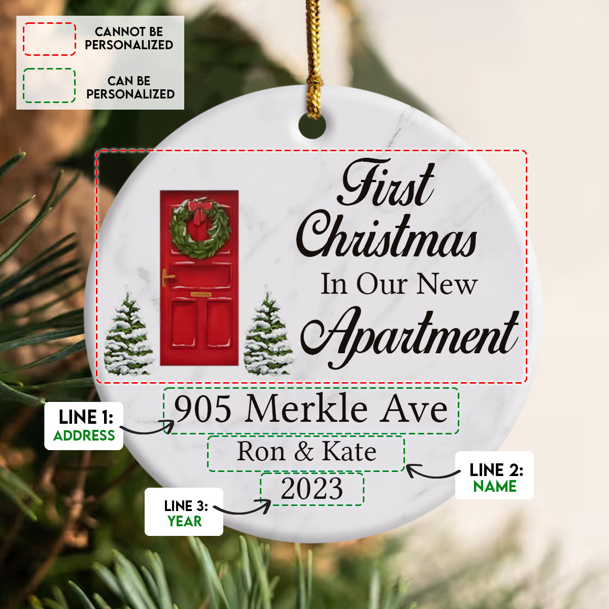 First Christmas New Apartment - Personalized Ornament - Christmas Gift