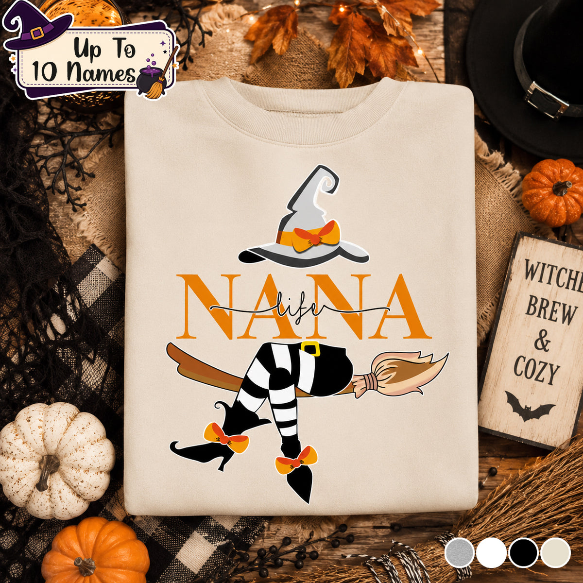 Grandma Life Witch Sweatshirt, Custom Grandma & Kids Halloween, Gift For Grandma Sweatshirt