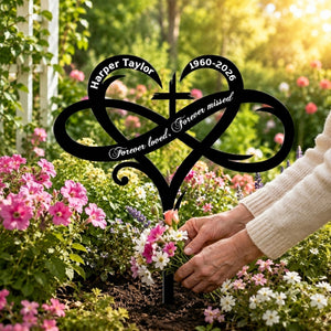 Infinity Heart Memorial Metal Garden Stake - Personalized Memorial Gifts