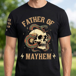 Father Of Mayhem - Personalized Custom Shirt With Design On Sleeve