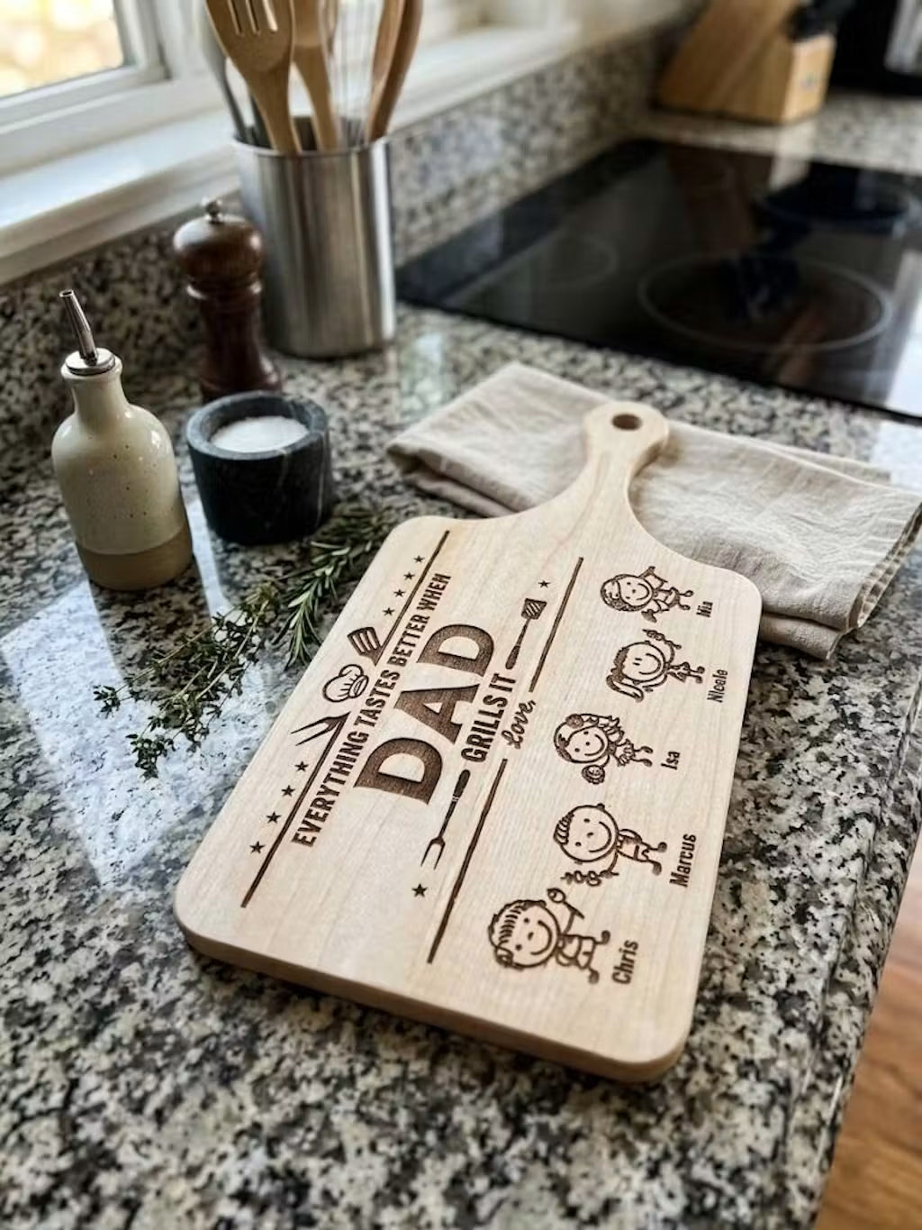 Father's Day Gifts, Everything Tastes Better When Grandpa, Dad Grills It - Father's Day Gift - Personalized Cutting Board