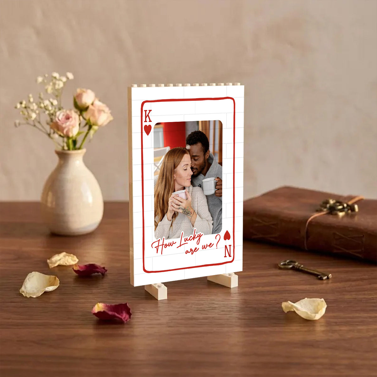 Custom Photo Couples How Lucky Are We - Personalized Vertical Rectangle Building Brick Blocks