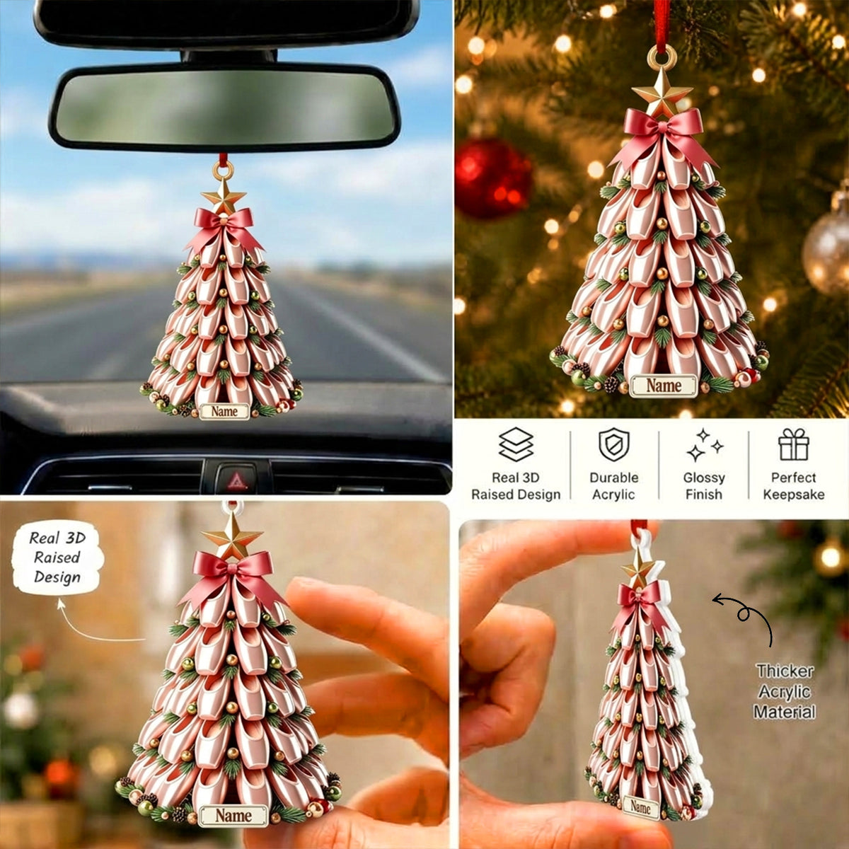 “Beautiful Ballet Shoes Christmas Tree Personalized Holiday Keepsake Ornament”