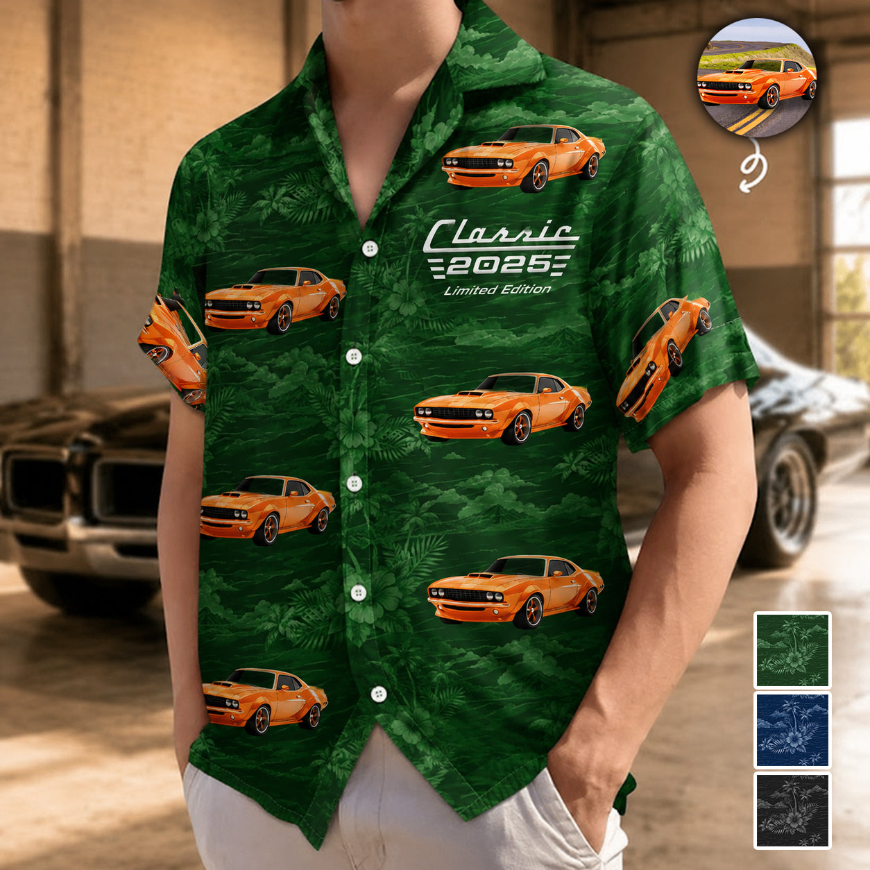 Custom Photo Classic Car Limited Edition - Personalized Hawaiian Shirt