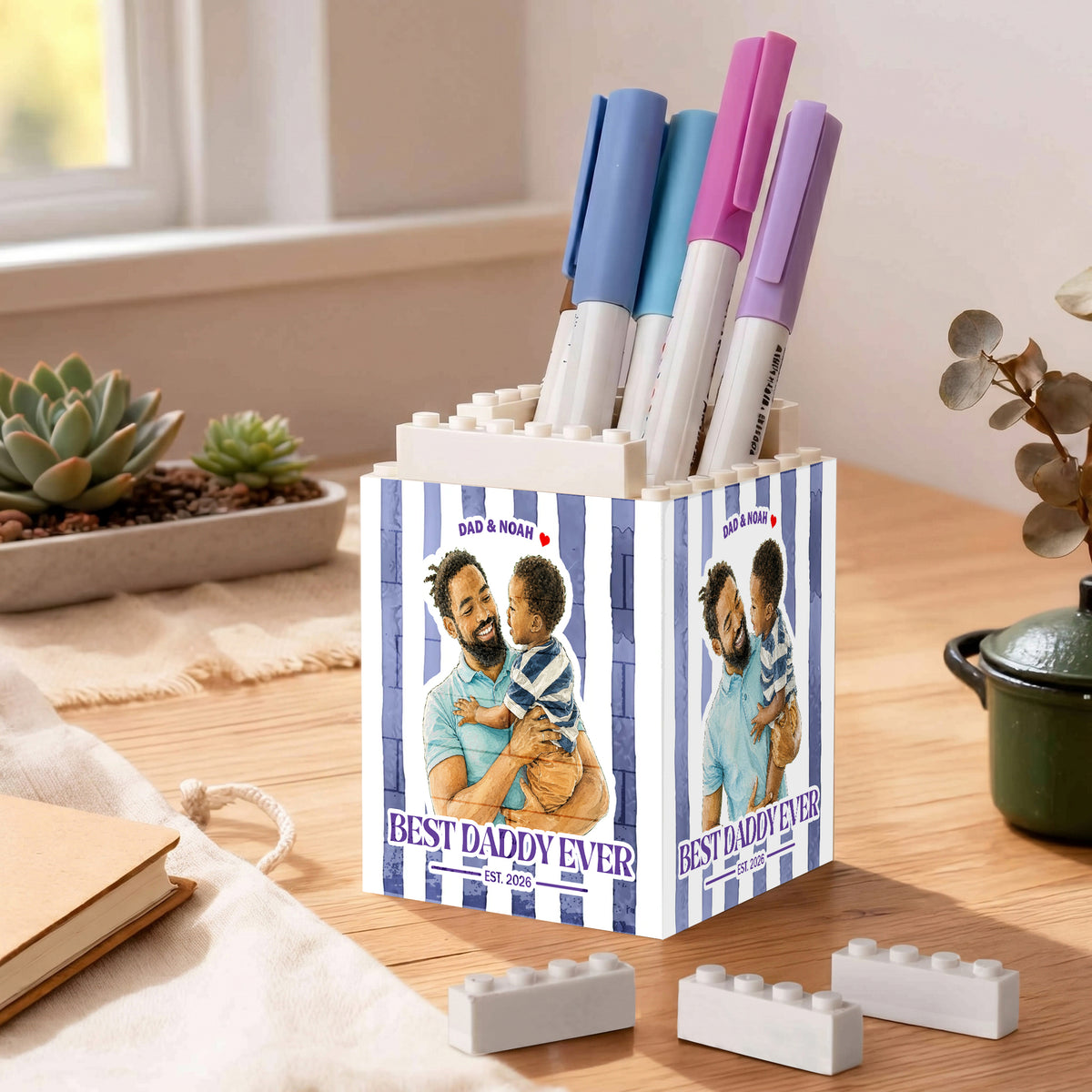 Best Dad Ever Custom Photo - Pen Block Organizer