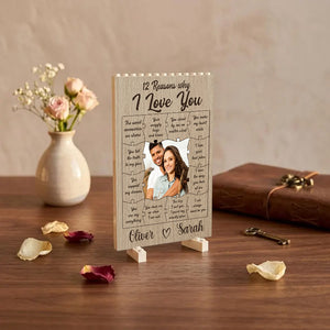 12 Reasons Why I Love You - Personalized Upload Photo Building Block Puzzle For Couple Anniversary