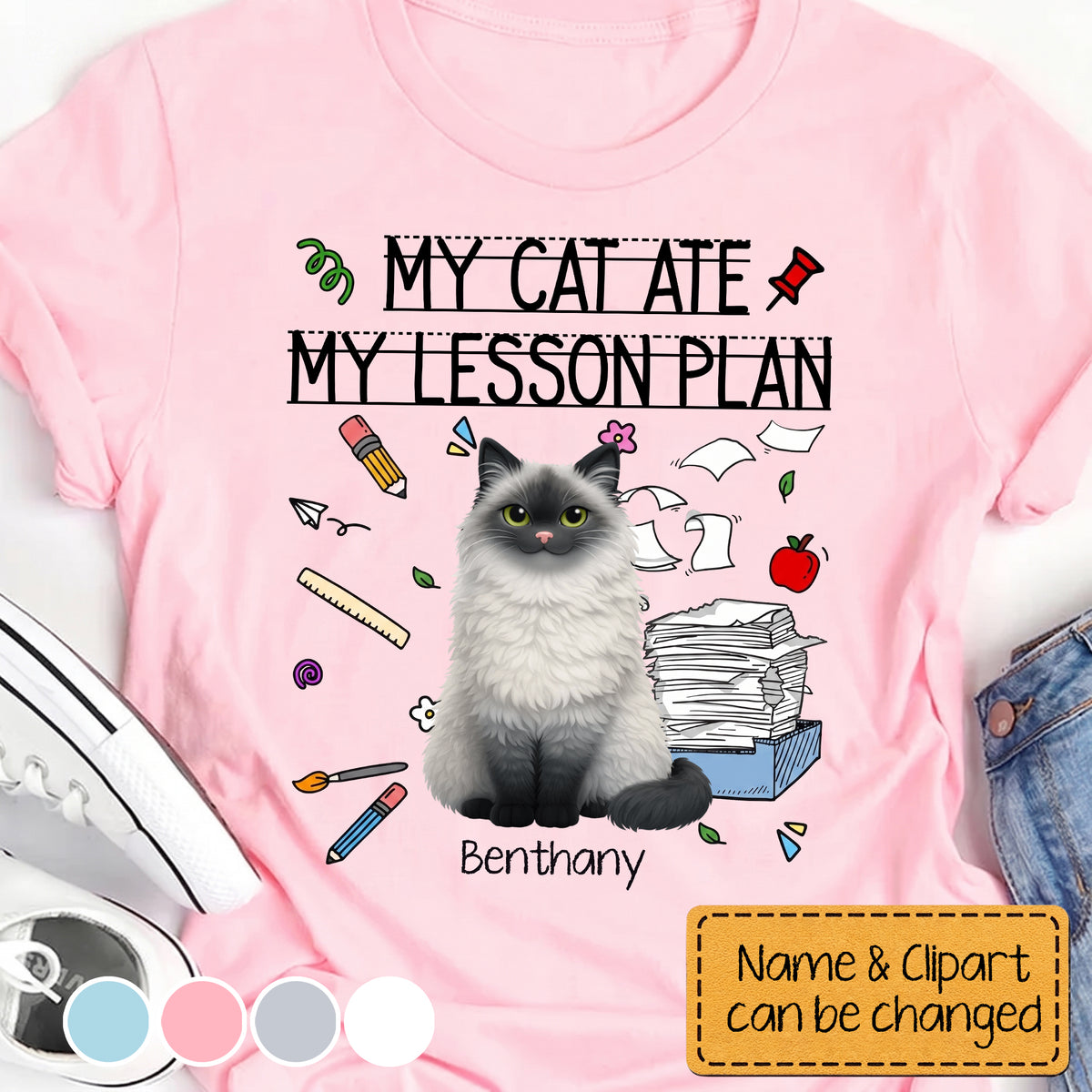 My Cat Ate My Lesson Plan Teacher Funny Gift - Personalized Shirt