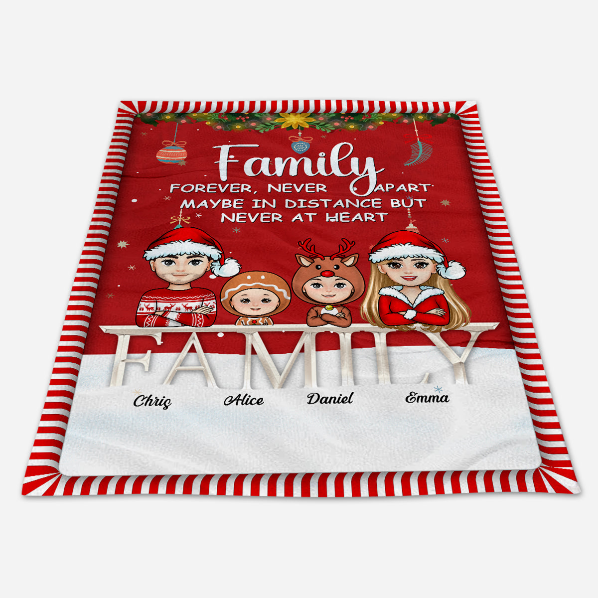 Family Never Apart Christmas - Personalized Blanket - Christmas Gift For Family