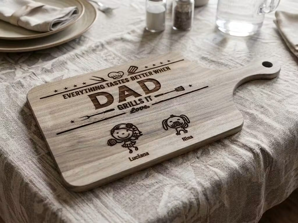 Father's Day Gifts, Everything Tastes Better When Grandpa, Dad Grills It - Father's Day Gift - Personalized Cutting Board