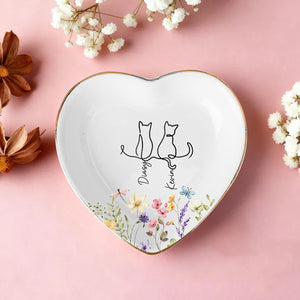 Custom Cat Floral Ring Dish,Personalized Cat With Name Jewelry Dish,Cat Lover Gift,Unique Cat Lover Present,Gift for Cat Owner Pet Lover