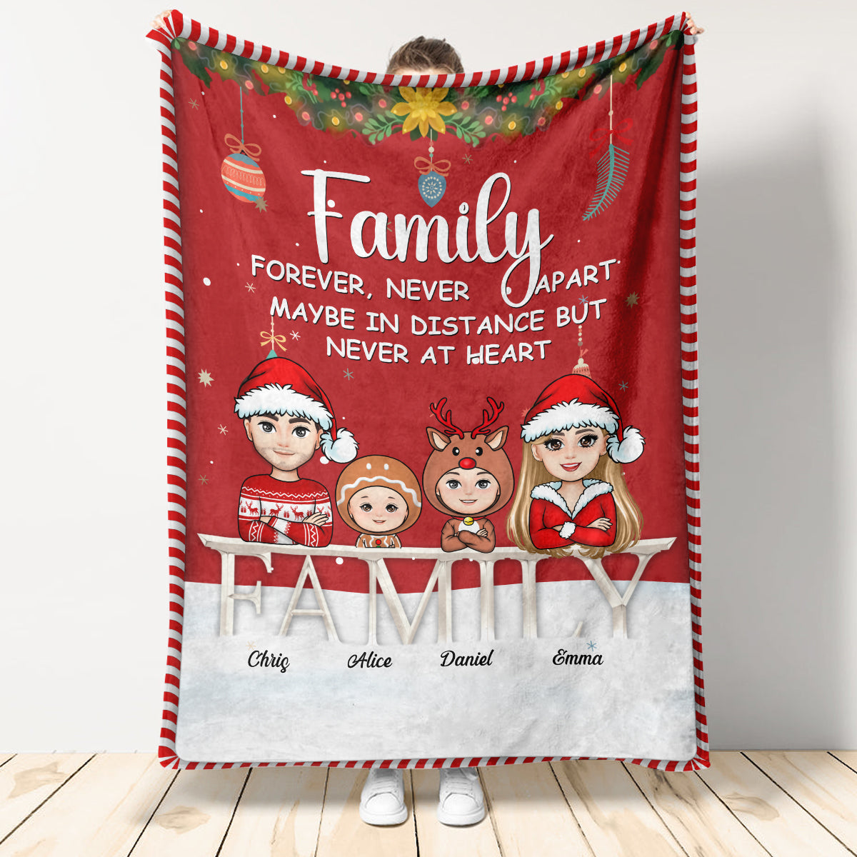 Family Never Apart Christmas - Personalized Blanket - Christmas Gift For Family