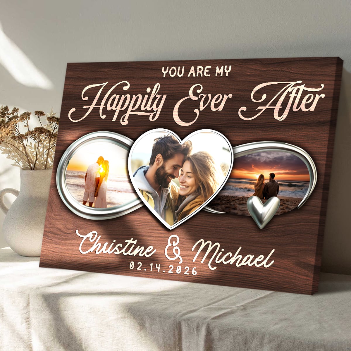 You Are My Happily Ever After Personalized Couple Photo Canvas