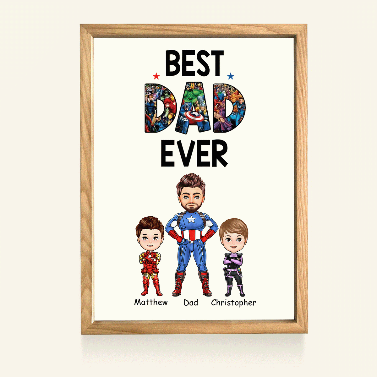 Best Dad Ever Superhero - Personalized Light Frame - Loving Gift For Father, Dad, Father's Day, Birthday Gift