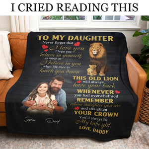 To My Daughter Never Forget That I Love You Fleece Blanket - Quilt Blanket, Gift For Daughter, Gift From Dad To Daughter, Home Decor Bedding Couch Sofa Soft And Comfy Cozy
