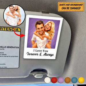 Custom Photo Caricature Funny Couple Drive Safe I Love You - Personalized Acrylic Car Hanger