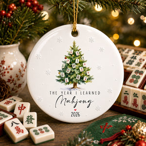 The Year I Learned Mahjong - Personalized Ceramic Circle Ornament