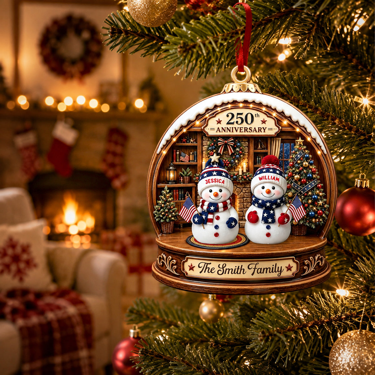 Snowman Family 2026 - My Family Christmas - Real 3D Ceramic Ornament