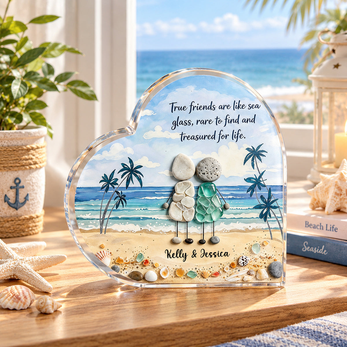 True Friends Are Like Sea Glass - Personalized Heart Acrylic Plaque